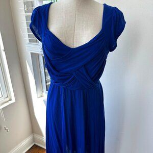 Anthropologie Women's Deletta Purple Blue Midi Stretch Dress Viscose Size Small